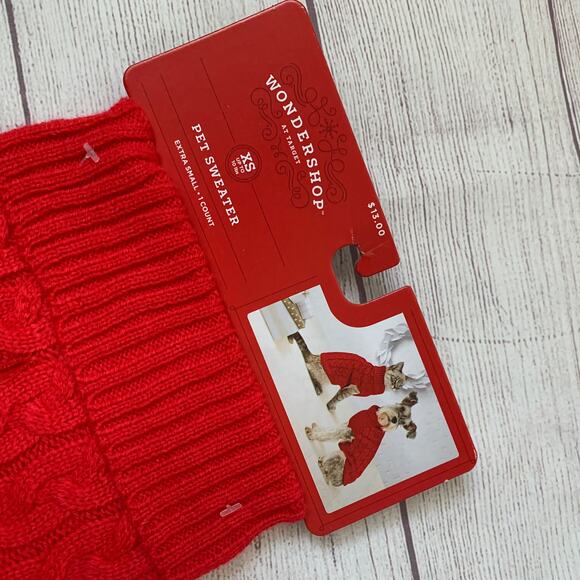 Wondershop at Target Red Knit Pet Sweater Pullover Size XS Up To 10lbs Cat Dog - Picture 7 of 9